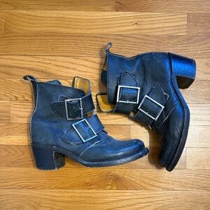 Frye Black Leather Ankle Boots